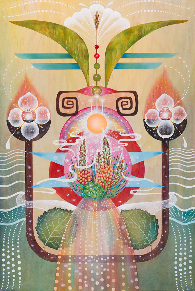 The Fool — botanical tarot painting