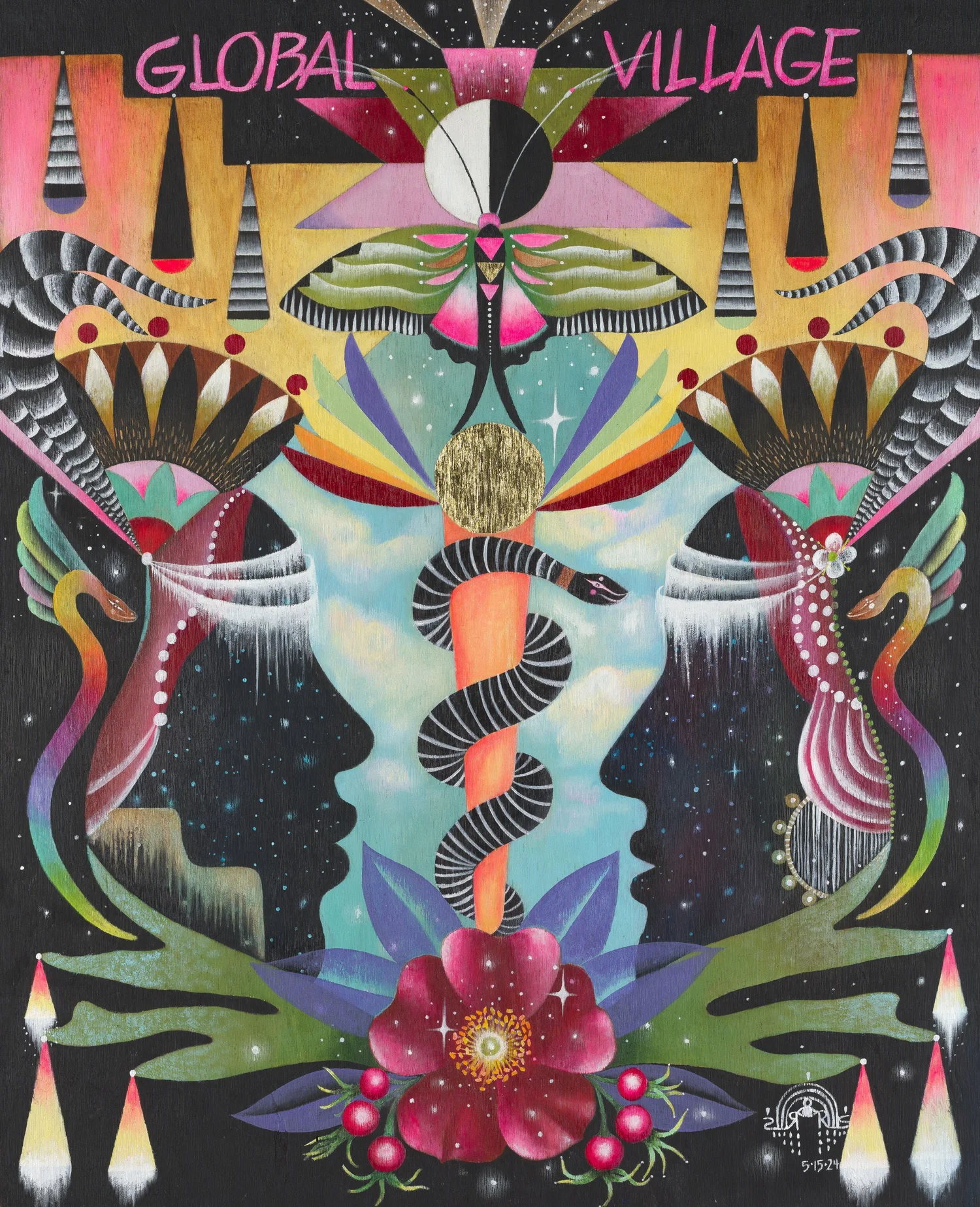 Global Village sign mural