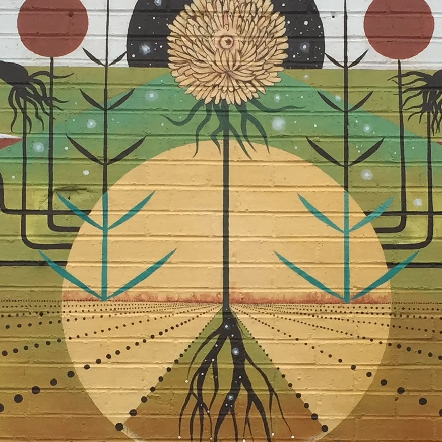 Botanical mural on building exterior, 4610 Spruil